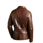 Real Leather Brown Men s Vintage Style Fashion Blazer Military Style Coat