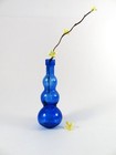 Small Cobalt Blue Glass Bottle Decorative Triple Bubble 4 75 Inch Vintage 1980s