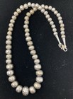 Vtg Native American Ster  Silver Hand Stamped Bench Navajo Pearls Graduated 24   
