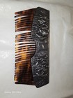 Vintage Faux Tortoise Shell Comb In Silver Plate Repousse Case Made In Denmark