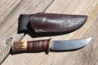 Custom Handmade Hunting Knife W  Sheath     Makin Made  
