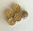 Chanel Vintage Gold Metal Multicolored Buttons 23mm  set Of 5 
