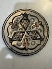 Vintage 1940s Turkish Copper Etched Artisan Hand Made Plate Middle Eastern