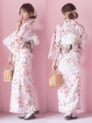 Baby Pink Yukata Set With Nuanced Flowers  Cotton  Girl s Size  New