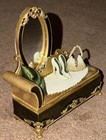 Vintage Style Sofa Jewelry Box Vanity Mirror Trinket Organizer Green W  Box