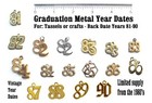 Vintage Back Date Graduation Gold Metal Year Date Charms For Tassels  1981-1990 