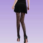 Women   s Sheer Black Leopard Control Top Tights 20 Denier One Size 1 Pair