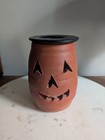 Vintage Hewell Pottery Jack O Lantern Pumpkin Candle Holder Halloween Usa