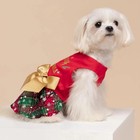 Merry Woofmas Cotton Dog Dress  Holiday Outfit With Bow  Cat   Small Dog Apparel