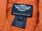 Harley Davidson Shirt Mens Medium Orange Black Motorcycle Rider Mechanic Patches