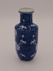 Vintage  Chinese Blue And White Cracked Ice   Prunus Porcelain Small Vase 