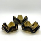 3 Vntg Glass Nesting Bowls Ashtrays Trinket Holders Smokey Brown Mcm Retro