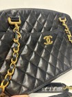 Authentic Chanel Vintage Black Lambskin Camera Tote Bag Double Chain Gold Cc