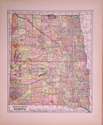 Antique 1892 Map   The States Of North   South Dakota