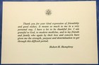 1976 Sen Hubert Humphrey Thank You Card Preprinted Handwritten Frank Envelope
