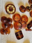 Variety Lot Of 50 Vintage Bakelite Buttons Rods Carved Unusual 