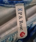 P   Rose Women s M Blue white Tie Dye V-neck Wide-leg Rayon Jumpsuit