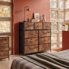 Wlive Tall Dresser For Bedroom  9 Drawer Chest Of Drawers  Rustic Brown