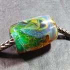 Glass Pendant Focal Bead With Silver Foil And Aluminum Cored