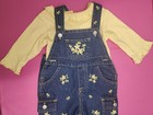 Rare Vintage Cradle Togs  Embroidered Flower Overall Set Size 6-9 Months