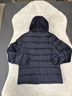 Guess Mens Blue Zip Up Wool Blend Hooded Jacket Quilted Size Medium