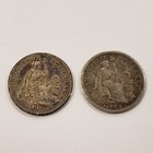 1912   1914 Peru 1 2 Dinero Silver  0724 Asw - Km206 2 - 2 Coin Lot - Sku-q6515
