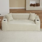 81  3 Seater Upholstered Sofa Boneless Couch Deep Seat Sofa With Cup Holders