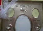 New  my First Year  Baby Picture Frame Collage Silver Tone 9 x 11  Gift Wrapped