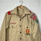 Vtg Boy Scouts Of America Bsa Shirt Tan Patches Long Sleeve Mens Small Uniform