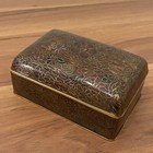 Vintage Chinese Cloisonne Brown Enamel Floral Cigarette Box Hinged Trinket Box