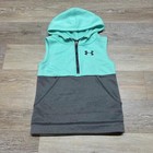 Under Armour 1 4 Zip Up Sleeveless Blue gray Hooded Sweatshirt Boy s Size Medium