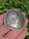 Vintage Navajo Arts   Crafts Guild Stamp Work Sterling Silver Brooch Pin