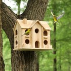 Large 10-hole Wooden Birdhouse For Outdoors  Hanging Garden Bird House  Nesting
