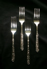 Antique Set Of 4 Silverplated Cafe Savarin Forks  Floral Met Rose Nyc Equitable