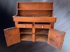 Primitive Farmhouse Style Antique Oak Dry-sink Cabinet With High Back Shelf