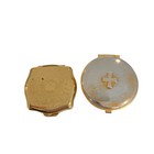 Vintage Stratton England Gold Pill Box Set Ornate Design   Cross Motif Compact S