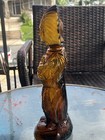 U s  Old West Indian Figure  Brown Glass Bottle   Stopper  Vintage  Taiwan Made
