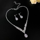 Zircon Necklace Earrings Set Women Dangle Jewelry Wedding Party Anniversary Gift