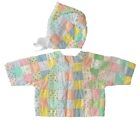 Vintage Matching Baby Patchwork Set Excellent Tie Front Jacket Coat And Bonnet