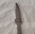 Stainless Steel Boot Dagger Knife W  Sheath  Engraved Metal Handle Silver