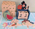 Vintage New Rustic Style Wooden Block Calendar 4 Changeable Halloween Summer