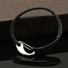Braided Black Leather Men s Bracelet Wristband W Silver Stainless Steel Clasp