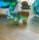 Signed Daum France P  te De Verre Blue Hippo Art Glass Sculpture Crystal