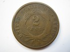 United States 1865 Copper 2 Cents F