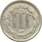 1865 Three Cent Nickel 3cn  About Uncirculated Au