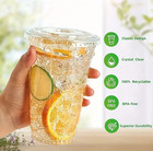 50pcs Disposable Plastic Cups With Lids 12oz 16oz For Cold Drinks - New