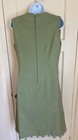 Vintage Classic 60s A-line Green Cream Embroidered Linen  Sleeveless Dress Small