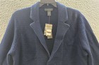 The Men s Store At Bloomingdale s Knit Wool   Cashmere Blazer L Navy Long Sleeve