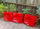 Set Of 3 Large Ikea Rabatt Wall Art Hangings Flower Red Resin 3 Dimensional   