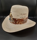 Vintage Stetson Roadrunner Bryantcote Straw Western Hat Size 7 1 8 Turquoise